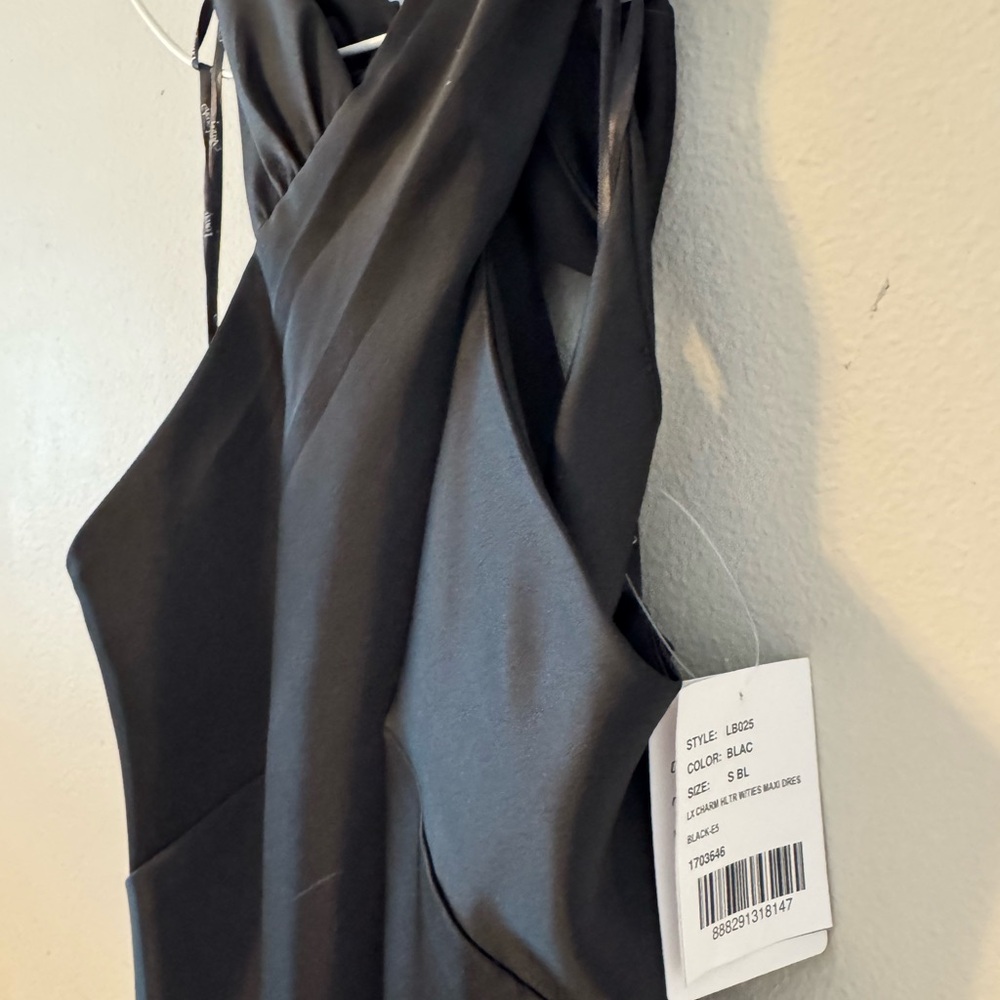 DESSY GROUP Draped Twist Halter Tie-Back Trumpet Gown In Black - w/ EXTRA LENGTH - Picture 9 of 10